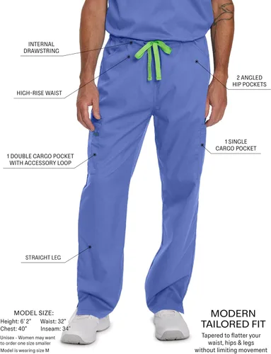 Miniatura 2 de Landau Proflex 2104 - Pantalones médicos unisex a medida, elásticos, cómodos, elásticos, paquete de 6