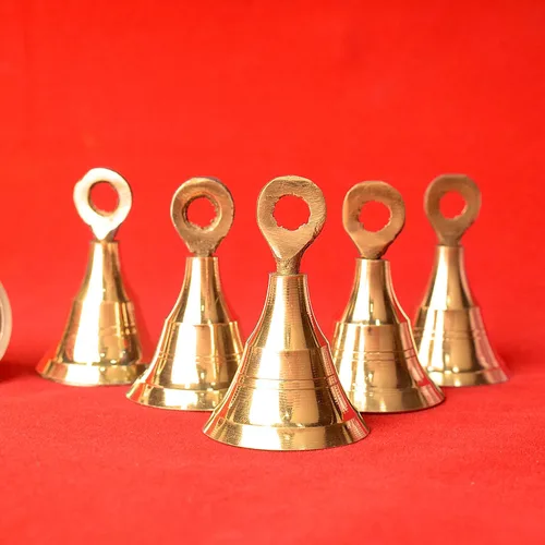 Miniatura 3 de Juego de 6 campanas de latón para colgar en el templo de Pooja Mandir, para el hogar, campanas de Navidad, decoración de árboles, artesanías