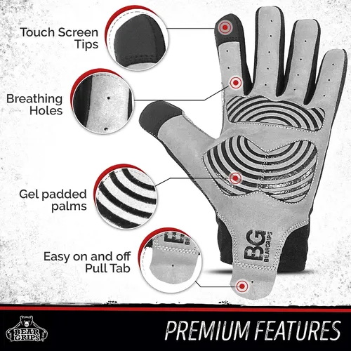 Miniatura 2 de Bear Grips Guantes de levantamiento de pesas para hombres y mujeres Guantes de levantamiento de medio dedo Guantes de entrenamiento de dedo dedo