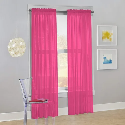 Miniatura 4 de Decotex - Juego de 2 cortinas transparentes de gasa para ventana. Rosa claro