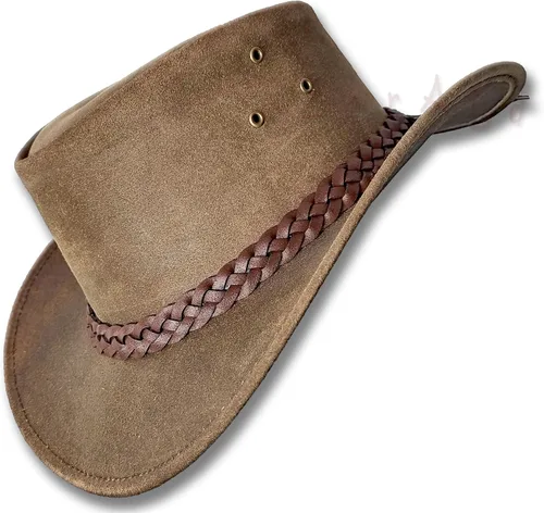 Sombrero de cuero aceitado australiano Outback australiano vaquero australiano occidental para hombres y mujeres niños negro marrón WO HL11 EE. UU,