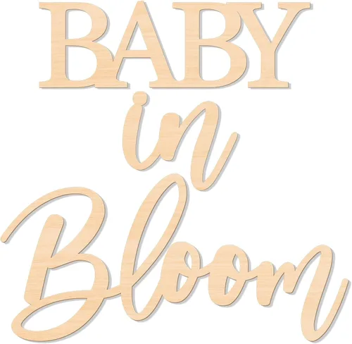 Miniatura 9 de Baby in Bloom - Decoraciones de madera para baby shower, letrero de madera para decoración de pared de bricolaje, telón de fondo de revelación
