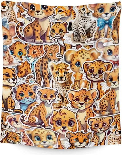 Miniatura 14 de Manta de guepardo para niños y adultos, suave, mullida y acogedora, 30 x 40 pulgadas, tamaño regazo, para sofá, oficina, color blanco, lindas mantas