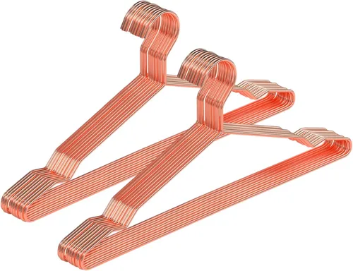 Paquete de 20 perchas de metal color oro rosa con muescas para trajes estándar, perchas para camisas, abrigos, pantalones, resistentes y que ahorran