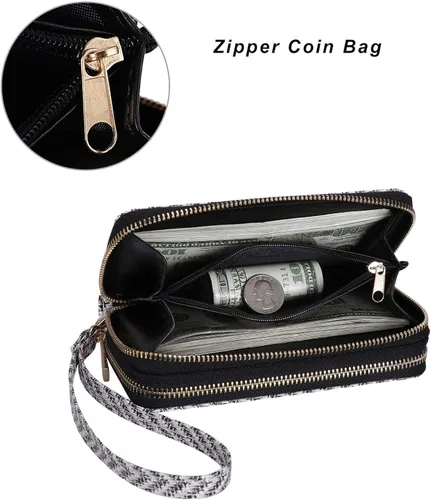 Miniatura 3 de Cartera de teléfono celular para mujer con doble cremallera y correa de muñeca extraíble