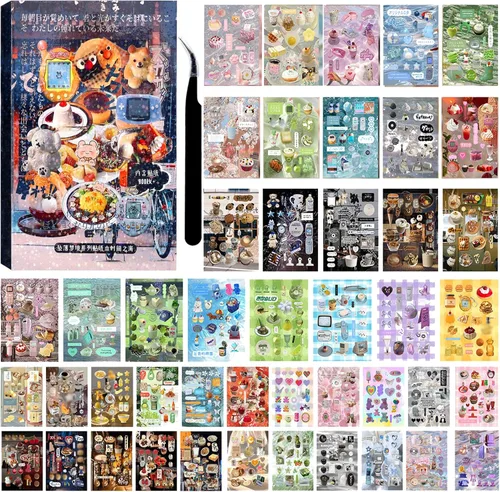Miniatura 17 de Calcomanías coreanas para tarjetas fotográficas kpop, 3500 para decoración de libros, estéticas, purpurina, mariposa, amor, cinta, flor, alfabeto