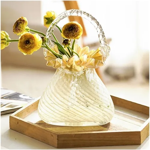 Miniatura 3 de Flower Vase, Glass Handheld Flower Basket Vase - Living Room Home Decoration Ornament(Large)