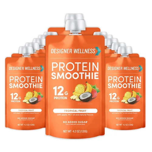 Miniatura 14 de Designer Wellness Batido de proteínas, vainilla de arándanos, 0.44 oz de proteína de suero, aperitivo de batido de fruta real, sin azúcar añadido