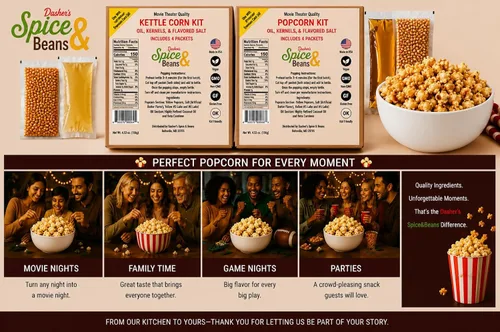 Miniatura 5 de Dasher's Spice & Beans - Kit de maíz todo en uno para cine en casa, paquete de porciones con granos, aceite y condimentos, paquete de 4