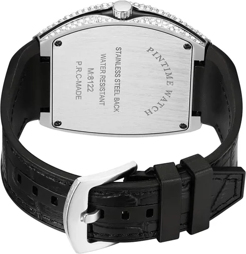 Miniatura 6 de Gosasa Reloj Tonneau único de moda para hombre con diamantes de imitación de cuarzo con correa de goma