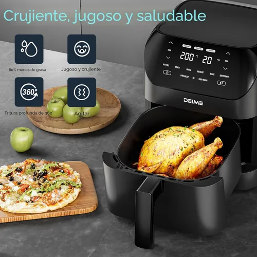 Miniatura 4 de Freidora de aire de 6.2 cuartos de galón de gran capacidad, freidora de aire caliente sin aceite, horno de 1500 W, cocina saludable con 8 ajustes