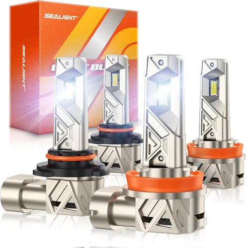Miniatura 18 de SEALIGHT 9005 H11 LED Bulbs Combo, 200,000LM 6500K White Bulbs, L1S Series HB3 H11/H8/H9/H16 Bulb, IP68 IP6X Proof 30,000rpm High Speed Cooling Fan