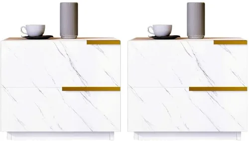 Miniatura 6 de Mesita de noche, mesa de noche de madera fabricada moderna, cajones incluidos, mesita de noche con 2 cajones para dormitorio, gris, 1 pieza