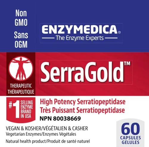 Miniatura 3 de Enzymedica, SerraGold, apoya la recuperación, sistema inmunológico y cardiovascular, suplemento natural, 60