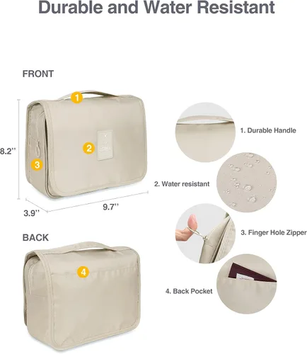 Miniatura 5 de Luxtude Neceser colgante para mujer con gancho para colgar, bolsa de artículos de tocador de viaje resistente al agua, bolsa organizadora de viaje