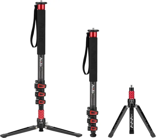 Avella C324D fibra de carbono 67 pulgadas cámara monopod profesional telescópica video monopods base trípode para Canon Nikon Sony Olympus Panasonic