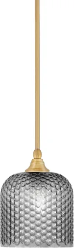 Miniatura 164 de Toltec Lighting Tallo Colgado Mini colgante, acabado de cobre negro, 3.5" cuadrado humo burbuja vidrio