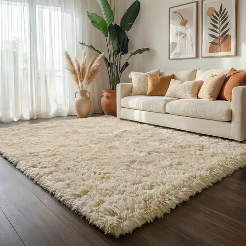 Miniatura 60 de Alfombras moradas para dormitorio de niñas, alfombra de 5 x 8 pies, alfombra peluda esponjosa para sala de estar, alfombras peludas gruesas