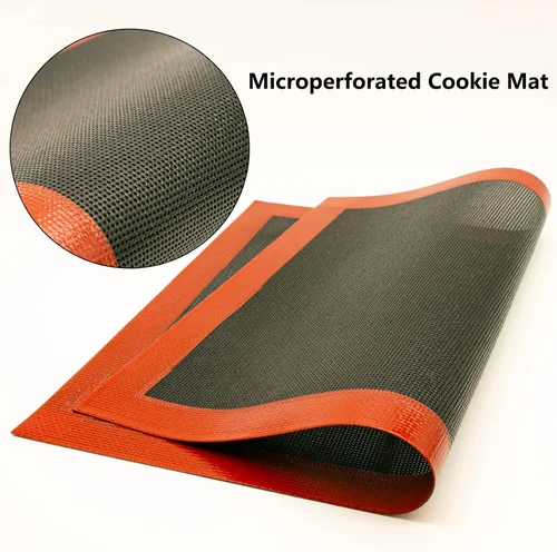Miniatura 3 de AMYONE Alfombrillas Perforadas para Hornear, 2 Piezas Alfombrilla de Silicona Eclair para Media Bandeja, Forros Antiadherentes Reutilizables
