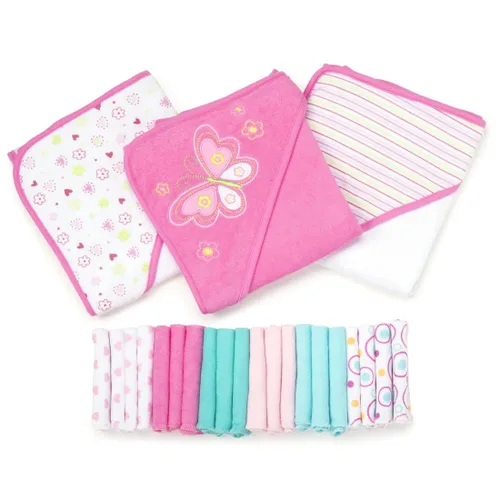 Miniatura 16 de Spasilk Baby - Juego de toallas con capucha y paños de baño para niñas y niños recién nacidos (23 unidades)