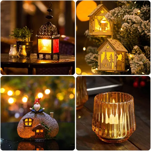 Miniatura 6 de cridoz 2000 piezas de pétalos de rosa artificiales con 24 velas LED de té, juego de decoraciones románticas para noches especiales, día de San