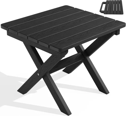Miniatura 23 de SERWALL Mesa auxiliar Adirondack, mesa auxiliar para exteriores, sin montaje, mesa plegable pequeña de HDPE para patio trasero, piscina, porche