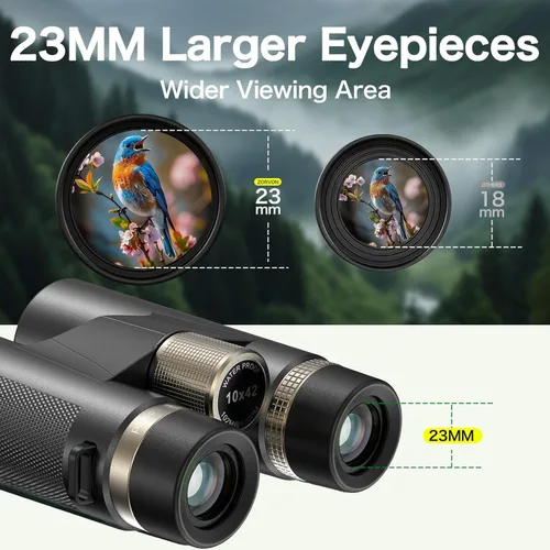Miniatura 4 de Prismáticos HD de 10 x 42 para adultos, prismáticos de alta potencia con prisma BAK4, visión de poca luz, fácil enfoque, binoculares impermeables