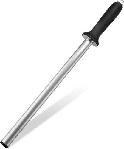Miniatura 6 de Varilla de afilar cuchillos, barra afiladora de cuchillos profesional de 12 pulgadas, acero de afilado portátil y ligero con mango de polipropileno