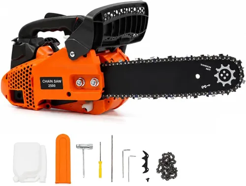 Motosierra de gas de 12 pulgadas con mango superior de 25.4 cc, 2 tiempos, motosierra inalámbrica de mano de gasolina, sierras de cadena portátiles