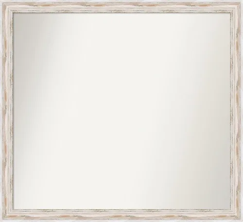 Miniatura 514 de Amanti Art Espejo de baño blanco para sobre el fregadero, 30 x 35 pulgadas, espejo de tocador rectangular estrecho de Eva de oro blanco, marco