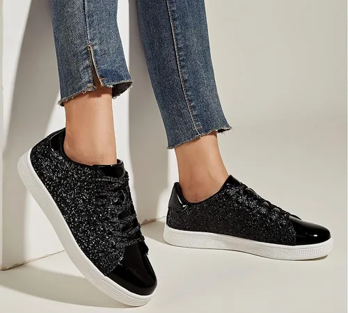 Miniatura 6 de LUCKY STEP - Tenis de moda para mujer, con brillantina y cordones