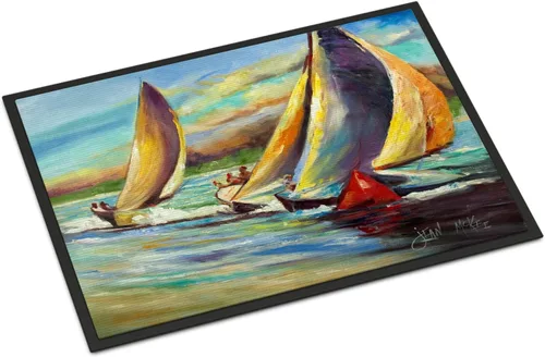 Miniatura 208 de Caroline's Treasures JMK1017JMAT - Tapete de caza de rana garza azul, 24 x 36 pulgadas, tapete para puerta delantera, interior y exterior