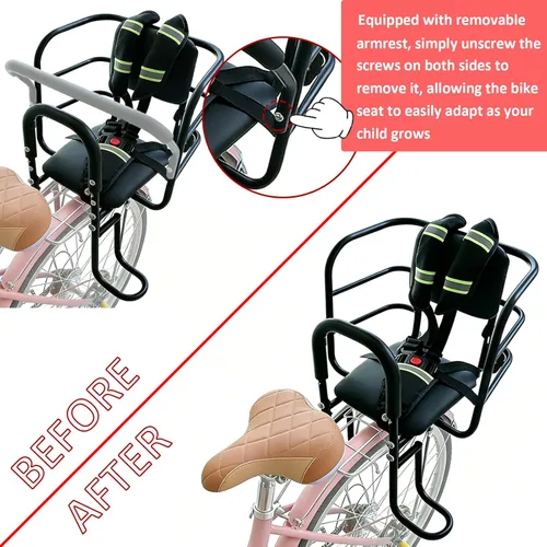 Miniatura 3 de Asiento trasero de bicicleta para niños, asiento de bicicleta para niños de 18 meses a 8 años, silla de bicicleta para niños de 18 meses a 8 años