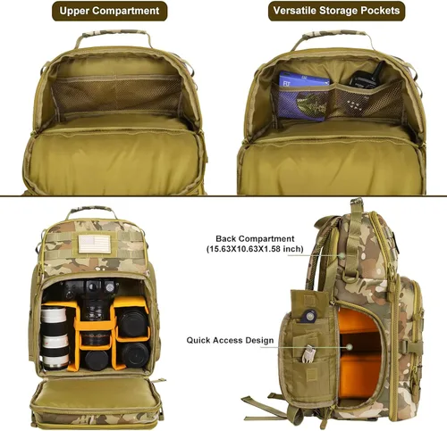 Miniatura 3 de MOSISO Mochila para cámara, DSLR/SLR/SLR/sin espejo para fotografía táctica con soporte para trípode y compartimento para laptop de 15 a 16 pulgadas