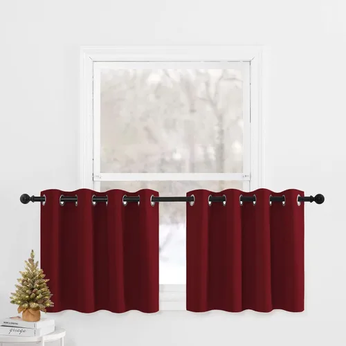 Miniatura 94 de NICETOWN Cortinas opacas de cocina para ventana sobre el fregadero, aislamiento térmico, decoración del hogar, pequeños niveles opacos con ojales
