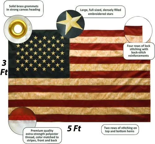 Miniatura 2 de Cosido americano + bandera tipo retro