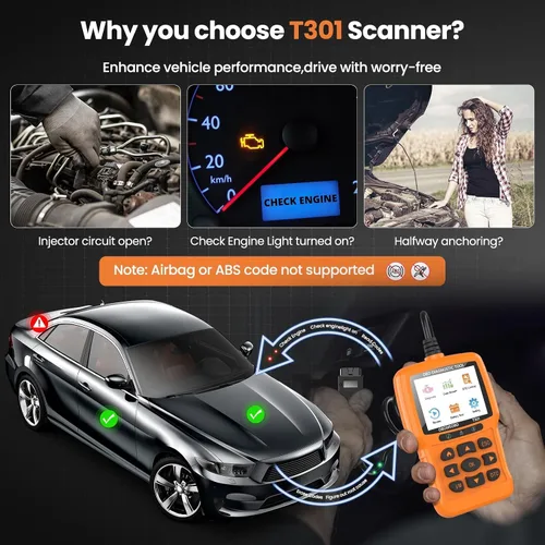 Miniatura 3 de Beaspire Herramienta de diagnóstico del escáner OBD2, lector OBD2 de código de luz del motor con reinicio, preparación I/M, probador de batería