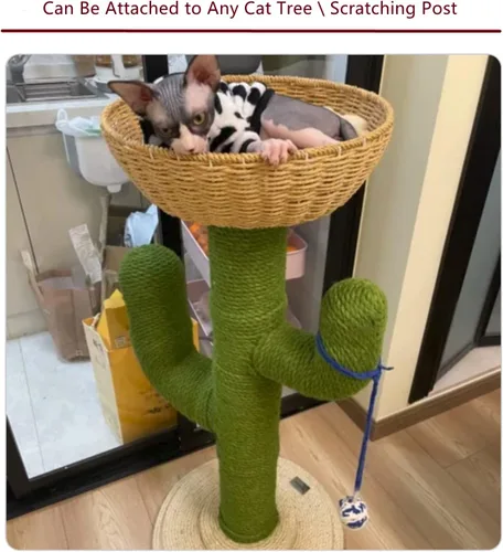 Miniatura 6 de SHENGOCASE Paquete de 2 accesorios de repuesto para árbol de torre de gato, cesta de mimbre tejida a mano con cojín suave