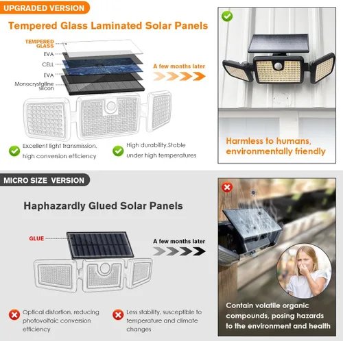 Miniatura 3 de Luces solares al aire libre MIHANI, luces de cubierta con sensor de movimiento de carga rápida al aire libre para terraza con alta luminosidad