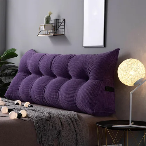 Miniatura 14 de Almohada triangular de cuña, respaldo de cabecera de vellón, cojín grande para reposo en cama, almohadas de lectura, almohada de apoyo de Azul