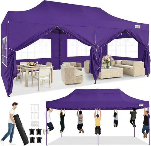 Miniatura 42 de COBIZI Tienda de campaña desplegable resistente de 10 x 10 pies con 4 paredes laterales, marco grueso, tiendas comerciales fáciles de instalar al