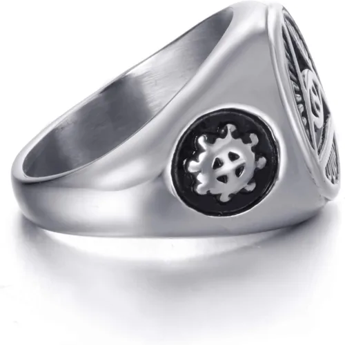 Miniatura 5 de ELFASIO Men Stainless Steel Rings Illuminati The All-Seeing-Eye PyramidEye Symbol Ring Size 7-15