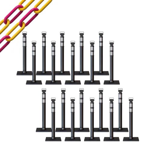 Miniatura 60 de Trafford Industrial - Juego de 20 postes de delineador de 45 pulgadas, collares reflectantes de 3 pulgadas, base de goma de 10 libras