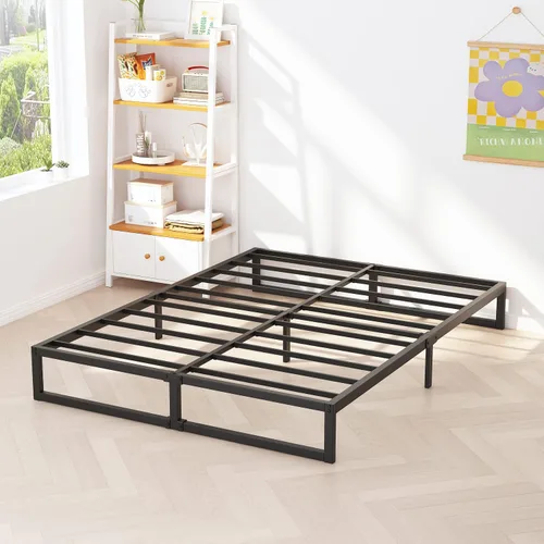 Miniatura 8 de Richwanone Base de cama individual de 5 pulgadas, base de colchón de plataforma metálica con soporte de listones de acero, no necesita somier, fácil