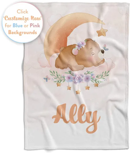 Miniatura 4 de Mantas de bebé personalizadas con nombre Manta de oso personalizada para bebés niñas y niños Manta unisex de forro polar suave y cálida Minky