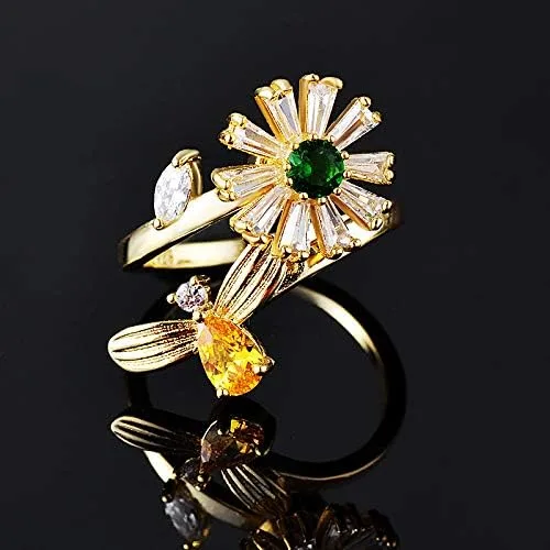 Miniatura 2 de Vanski Fashion - Anillo ajustable para mujer, diseño de circonio cúbico, antiansiedad, anillo de compromiso, boda