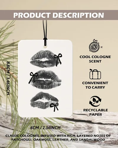 Miniatura 2 de Perfume de Coqueta Niña con Lazo Negro para Coche 4 Piezas, Ambientador de Labio Estilo Bola de la Suerte Retro y Moderno para Coches, Baño, Arco-05
