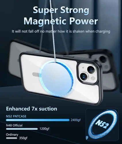 Miniatura 784 de FNTCASE Funda para iPhone 13 Pro-Max: Fundas magnéticas transparentes compatibles con Magsafe Slim anti amarillamiento protección contra caídas