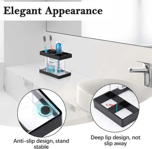Miniatura 7 de Portacepillos de dientes para baño, organizador de encimera, juego de soportes eléctricos para cepillos de dientes, 5 ranuras para cepillos