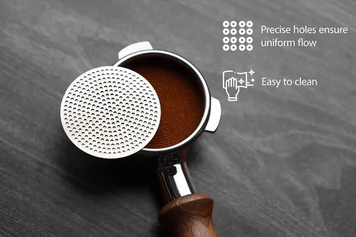 Miniatura 5 de 2 paquetes de pantalla de disco de espresso de 2.297 in, pantalla de filtro de café expreso ultrafina de 0.035 in y 150 μm, filtro reutilizable